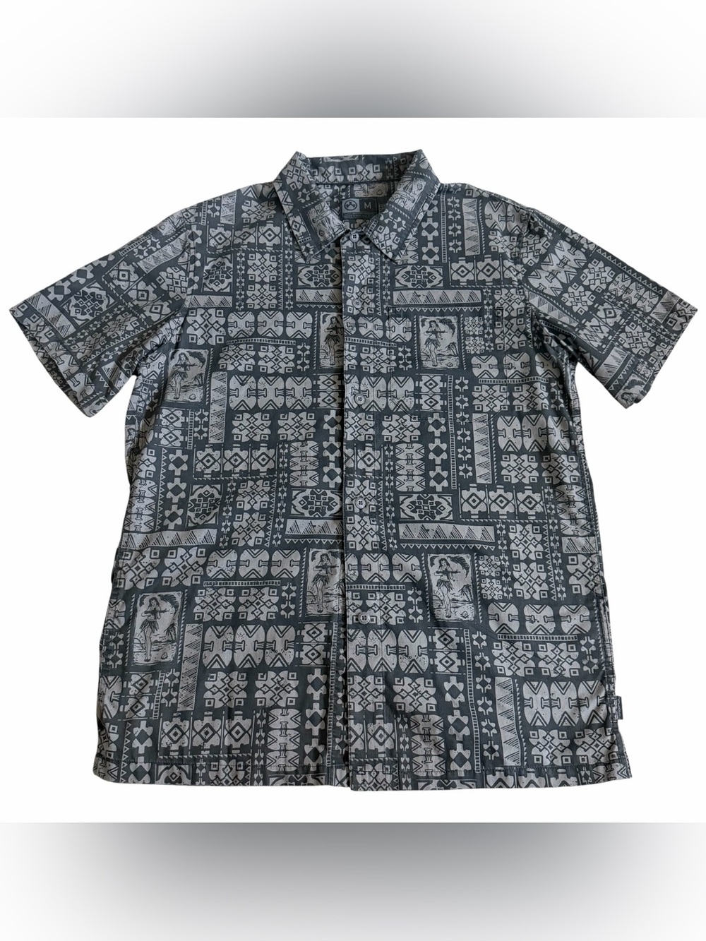 Magpul Men’s AKA Koa Hawaiian Shirt Sz M Black Grey Hula Girl 2nd Amendment NWOT